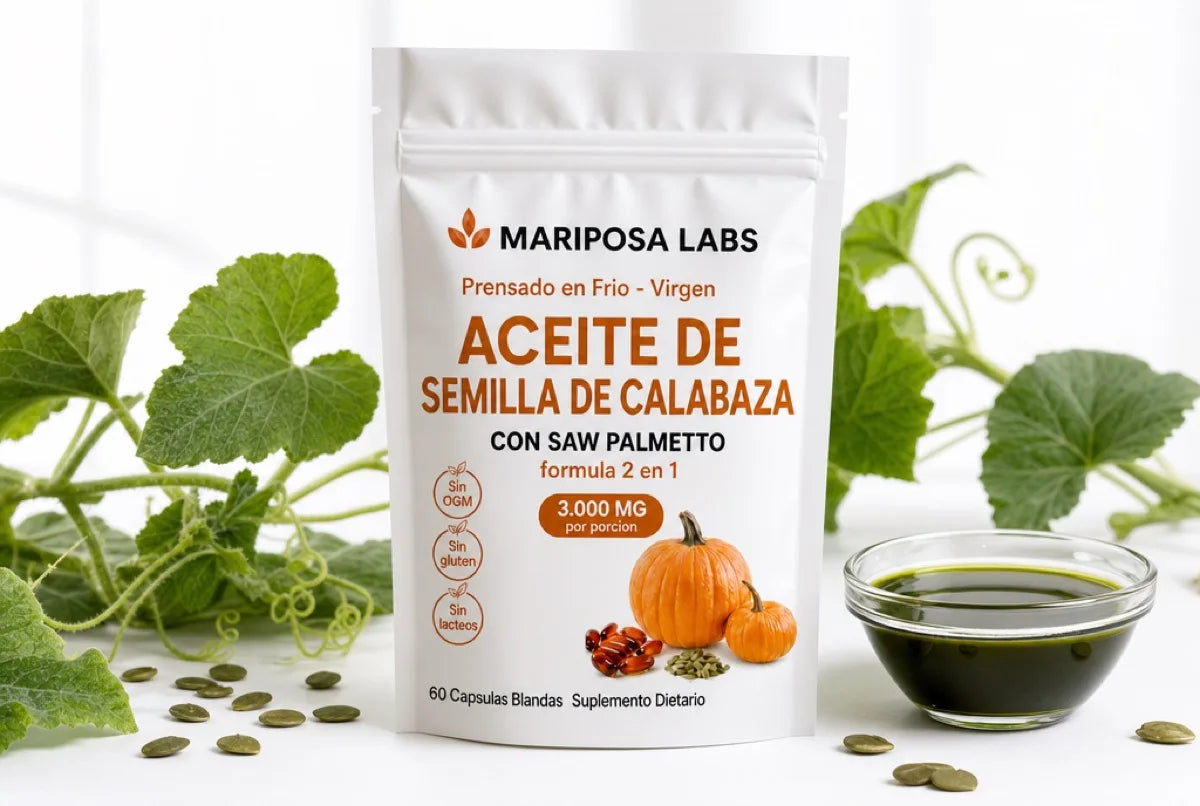 Aceite de Semilla de Calabaza con Saw Palmetto de Mariposa Labs