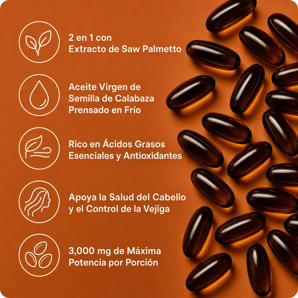 Aceite de Semilla de Calabaza con Saw Palmetto — 3,000 mg