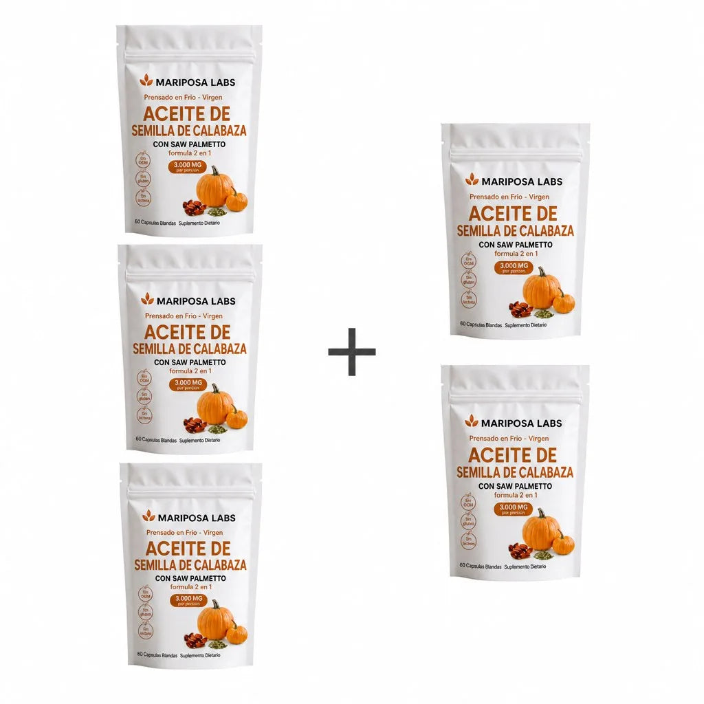5 bolsas de Aceite de Semilla de Calabaza con Saw Palmetto