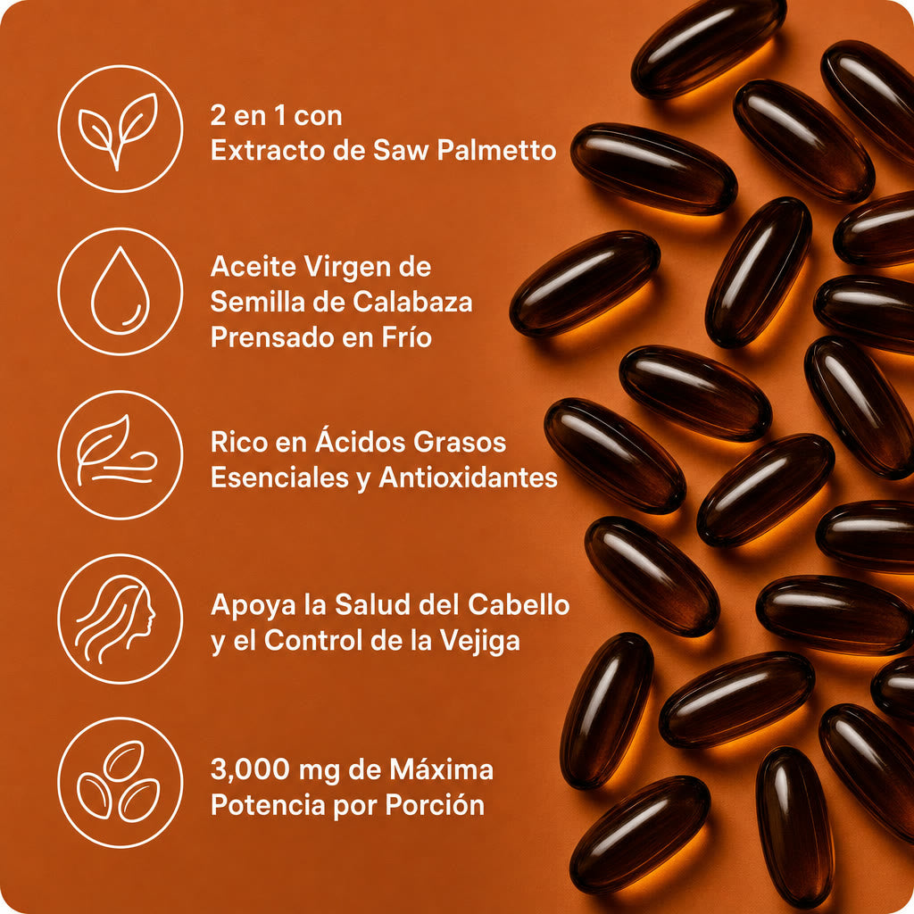 Aceite de Semilla de Calabaza con Saw Palmetto — 3,000 mg