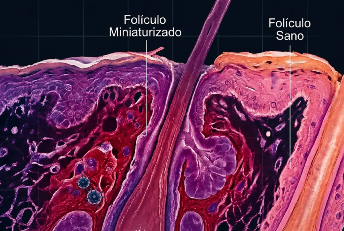 Fol&iacute;culo miniaturizado vs sano