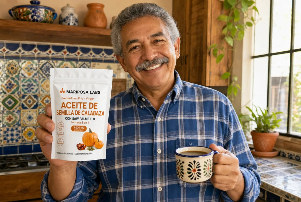 Hombre feliz con Mariposa Labs
