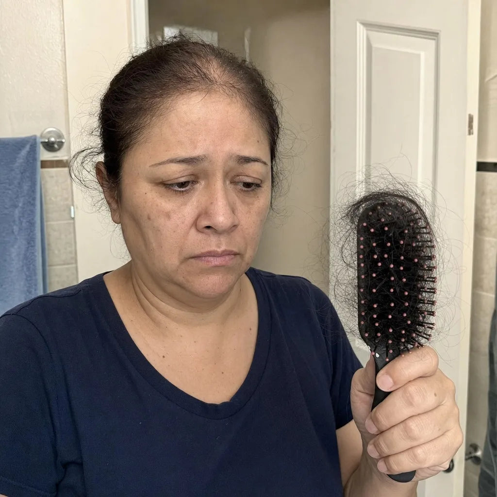 Antes: adelgazamiento visible del cabello