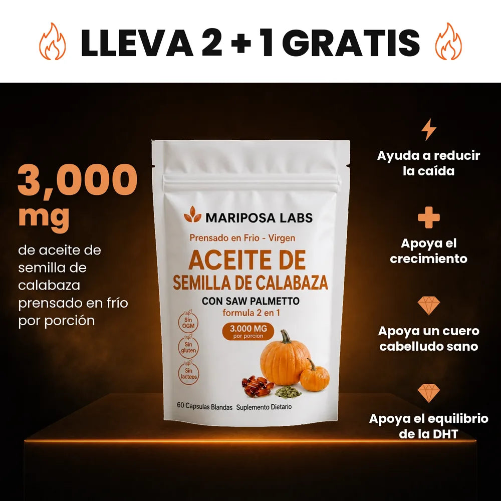 Aceite de Semilla de Calabaza con Saw Palmetto de Mariposa Labs: lleva 2 + 1 gratis