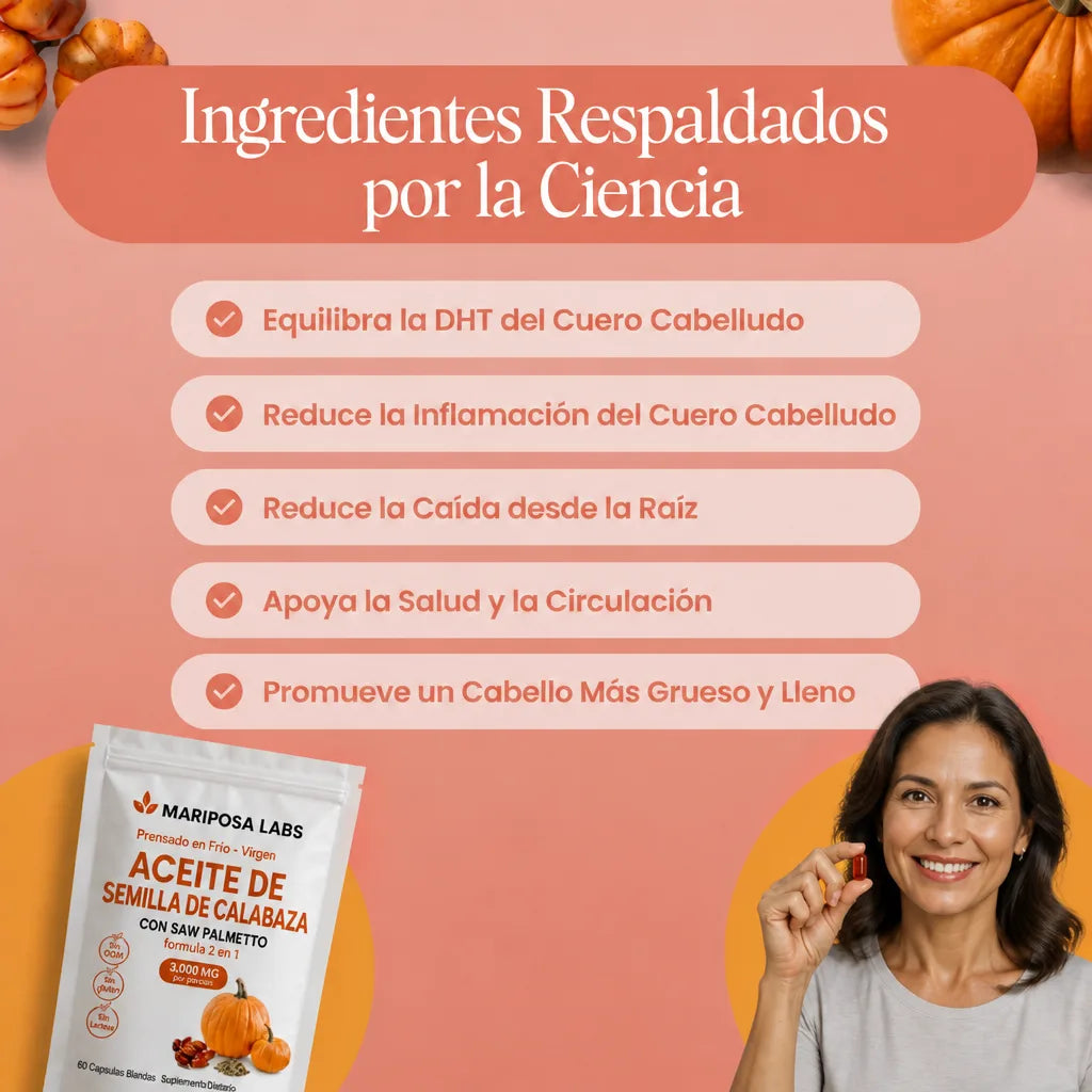 Aceite de Semilla de Calabaza con Saw Palmetto — Fórmula Capilar 3,000 mg