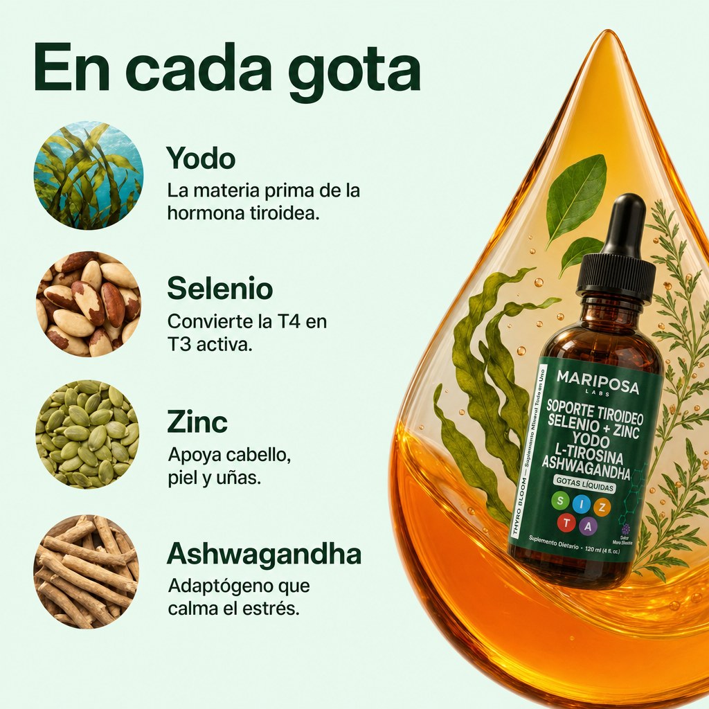 En cada gota: yodo, selenio, zinc y ashwagandha